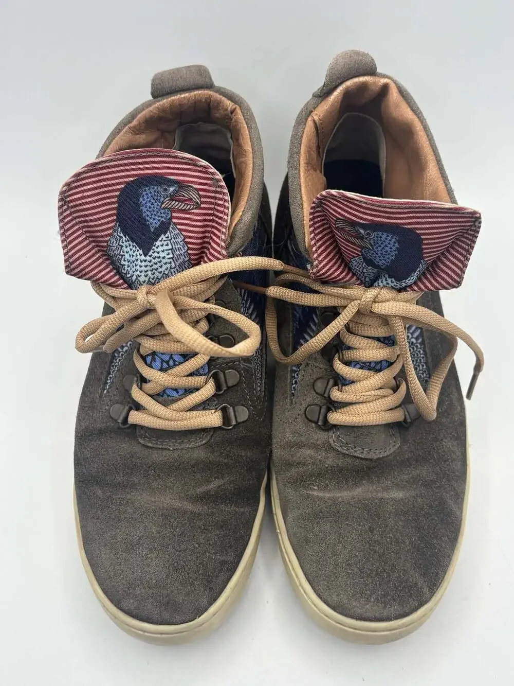 Inkkas Bald Eagle Camping Boot Suede Lace Up High Top Sneakers Women's 9 Men's 7